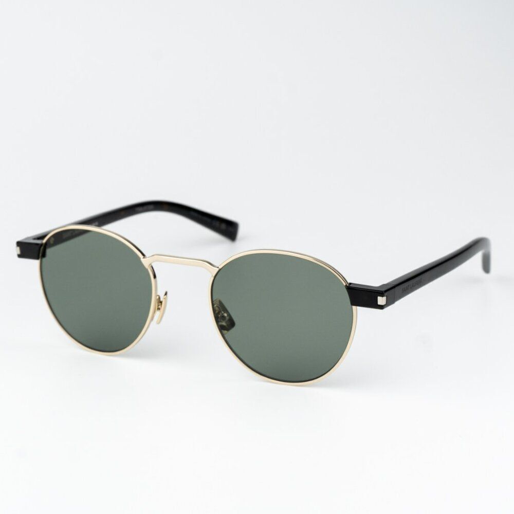 NEW Saint Laurent SL707 002 Gold Havana Green Oval Unisex Sunglasses